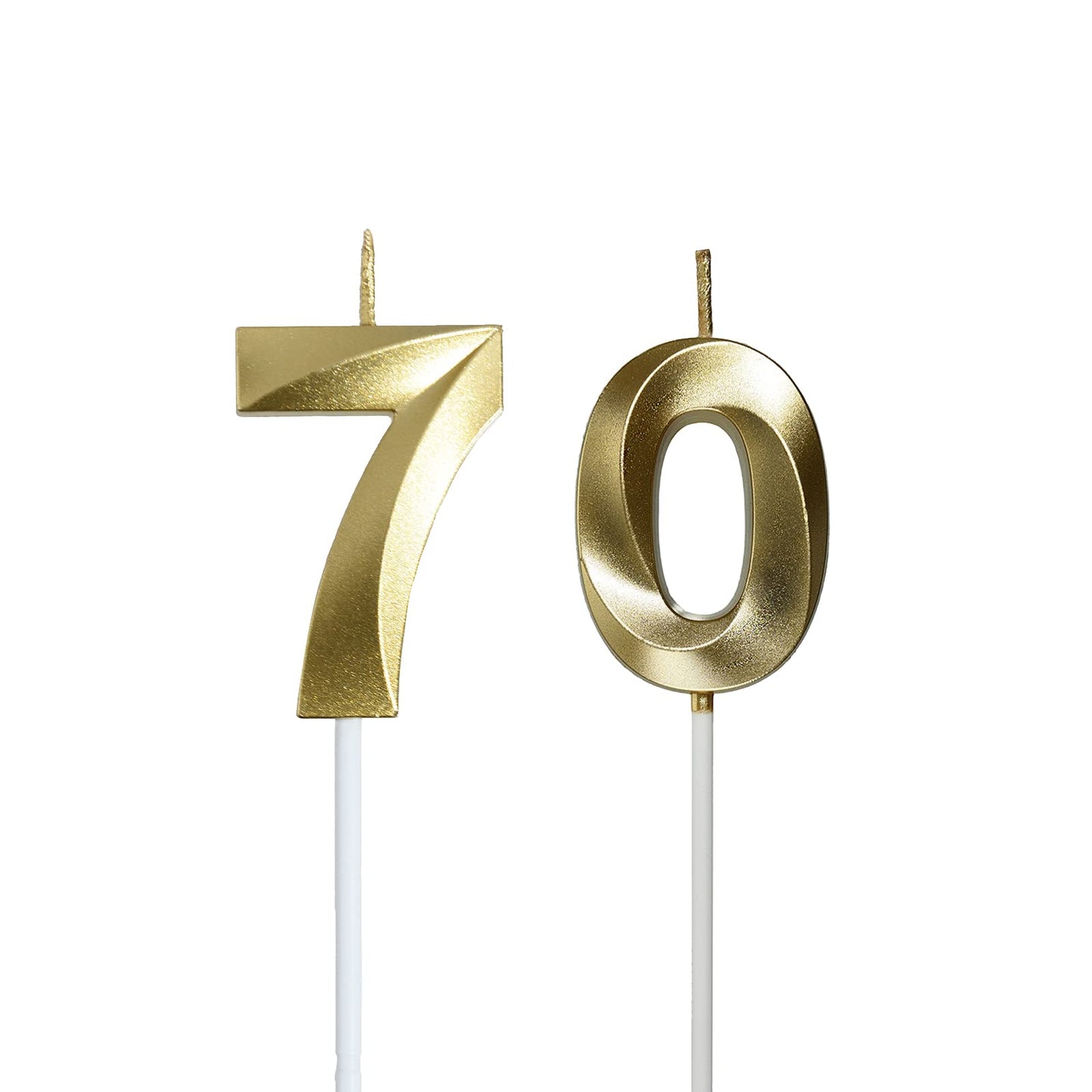 70th Birthday Candles,Gold Number 70 Cake Toppers,70th Birthday Decorations for Party Decoration