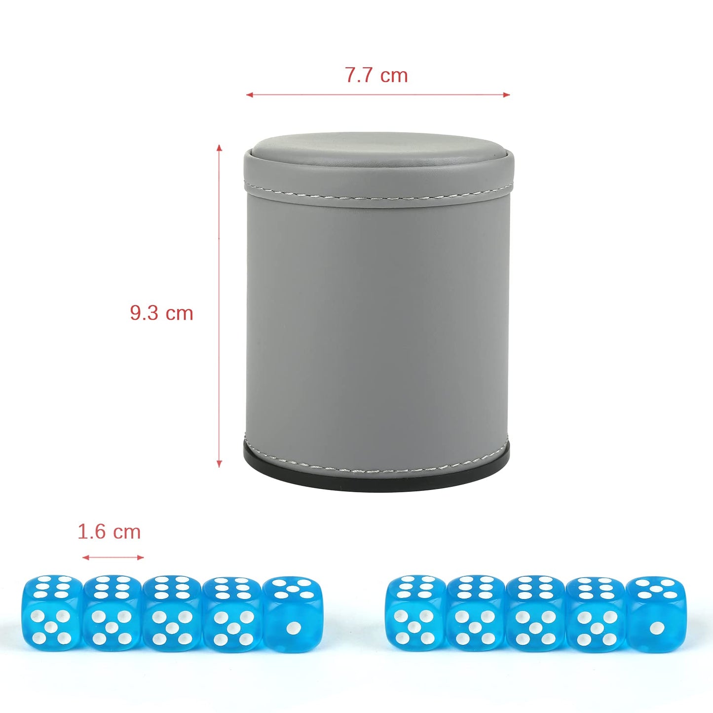 Gwhole Leather Dice Cup Dice Stacking Shaker Cup Bar Pub Club Liar Games Dice Rolling Set With 10 Dices For Yahtzee Farkle Party