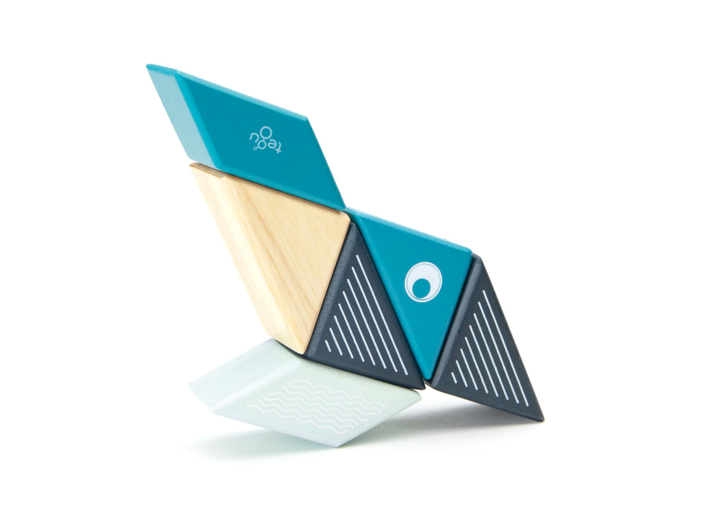 Tegu 6 Piece Travel Pal Magnetic Wooden Block Set, Whale - Eco-Friendly, Durable, Fun for Kids