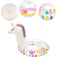 GROBRO7 Inflatable Unicorn Pool Float Inflation Swimming Floaty Pool Toy Swimming Ring with Sequins Unicorn Sea Party Water Fun Summer Outdoor Beach Water Lounge Inflatable Raft for mature-themed White