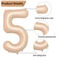 Biapian 40 Inch Light Brown Number 5 Balloons, Apricot Large Number 5 Balloon With 18'' Retro Foil Heart Balloons Helium For Neu