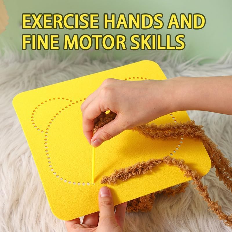 First Sewing Kit for Beginner Kids Arts & Crafts, 5 Easy DIY Embroidery Projects Animal Dolls Set, Gift for Girls, Boys, Learn t