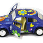 KiNSMART Diecast Cars Set of 4 - 1/32 Scale VW Happy Flower Beetle, Pull Back Action, Yellow/Rubber