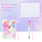 Cat Diary With Lock, Gift For 6 7 8 Year Old Girl, Secret Diary Journal Notebook With Coin Purse, Multicolored Pen, Post-It Note