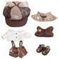 Niannyyhouse 10Cm 15Cm 20Cm Doll Clothes Brown Hat Shirt Strap Pants Shawl Vest Leather Shoes Vintage Detective Suit Soft Plush Toy Dress Up (15Cm)