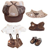 Niannyyhouse 10Cm 15Cm 20Cm Doll Clothes Brown Hat Shirt Strap Pants Shawl Vest Leather Shoes Vintage Detective Suit Soft Plush Toy Dress Up (15Cm)