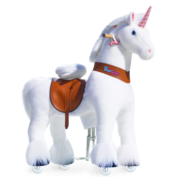 Ponycycle Large Unicorn Ride On Horse Toys For Girls (With Brake/ 42.5'' Height/Size 5 For Age 7-12) Ride On Toys Riding Unicorn