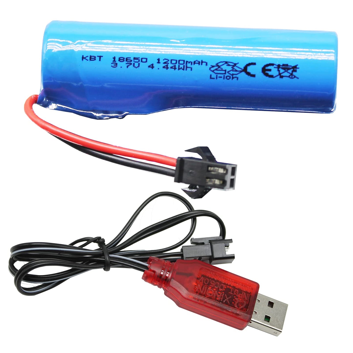 KBT RC Car Lithium Battery: 3.7V 1200mAh Rechargeable Li-ion Battery with SM -2P Plug & Charging Cable for RC Cars -2 Pack
