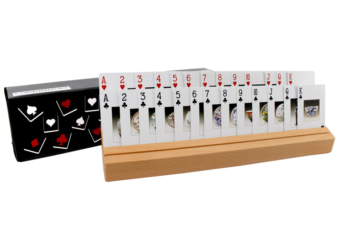 VINJOE Wooden Playing Card Holder Tray - Solid Beechwood Organizer for Kids & Adults, 13.7x2.04x2.2 inch, Ideal Gift for Mother's Day