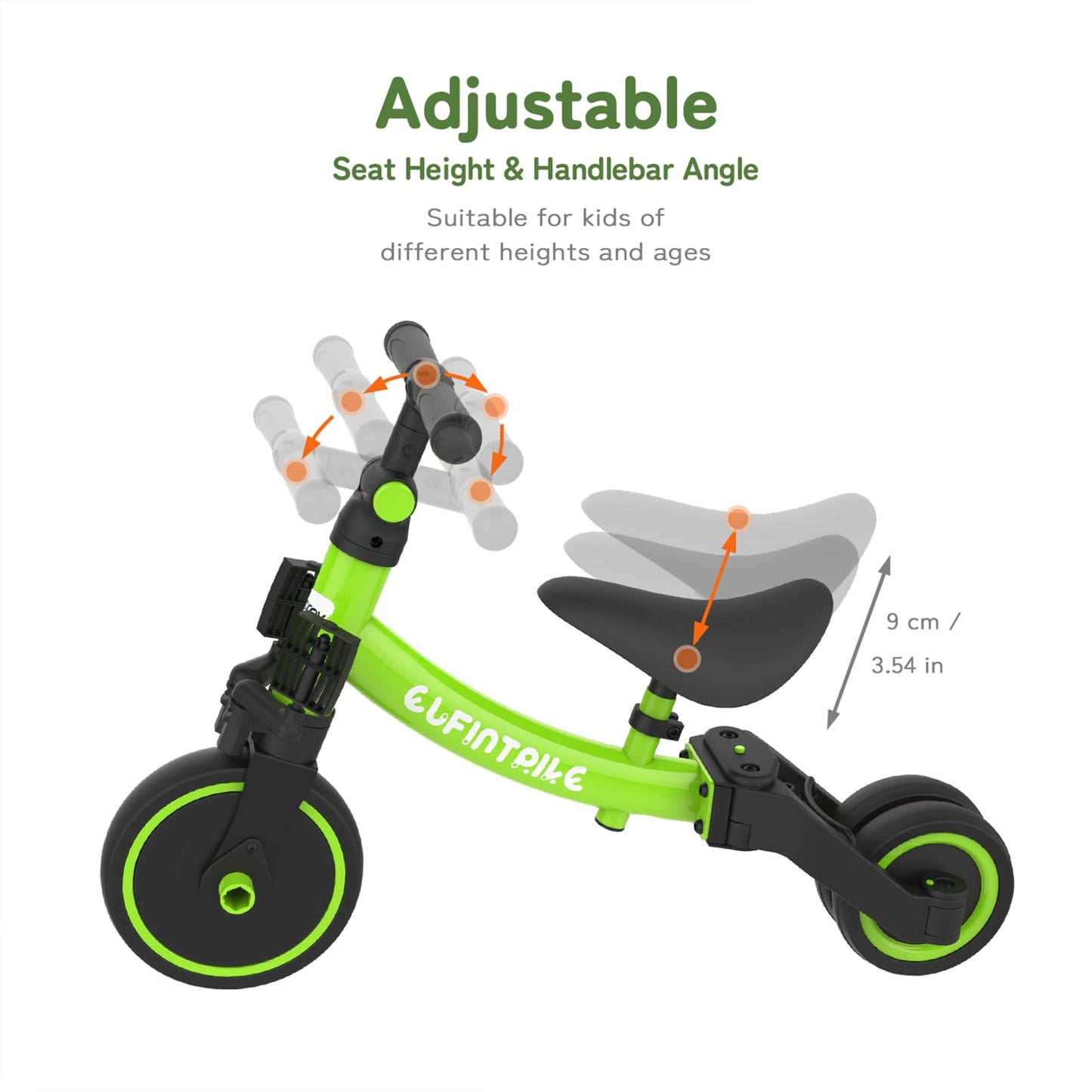 besrey Toddler Bike 5 in 1 Tricycle for Kids 10 Months to 4 Years, Large, Green, Carbon Steel, Model BR-C7271