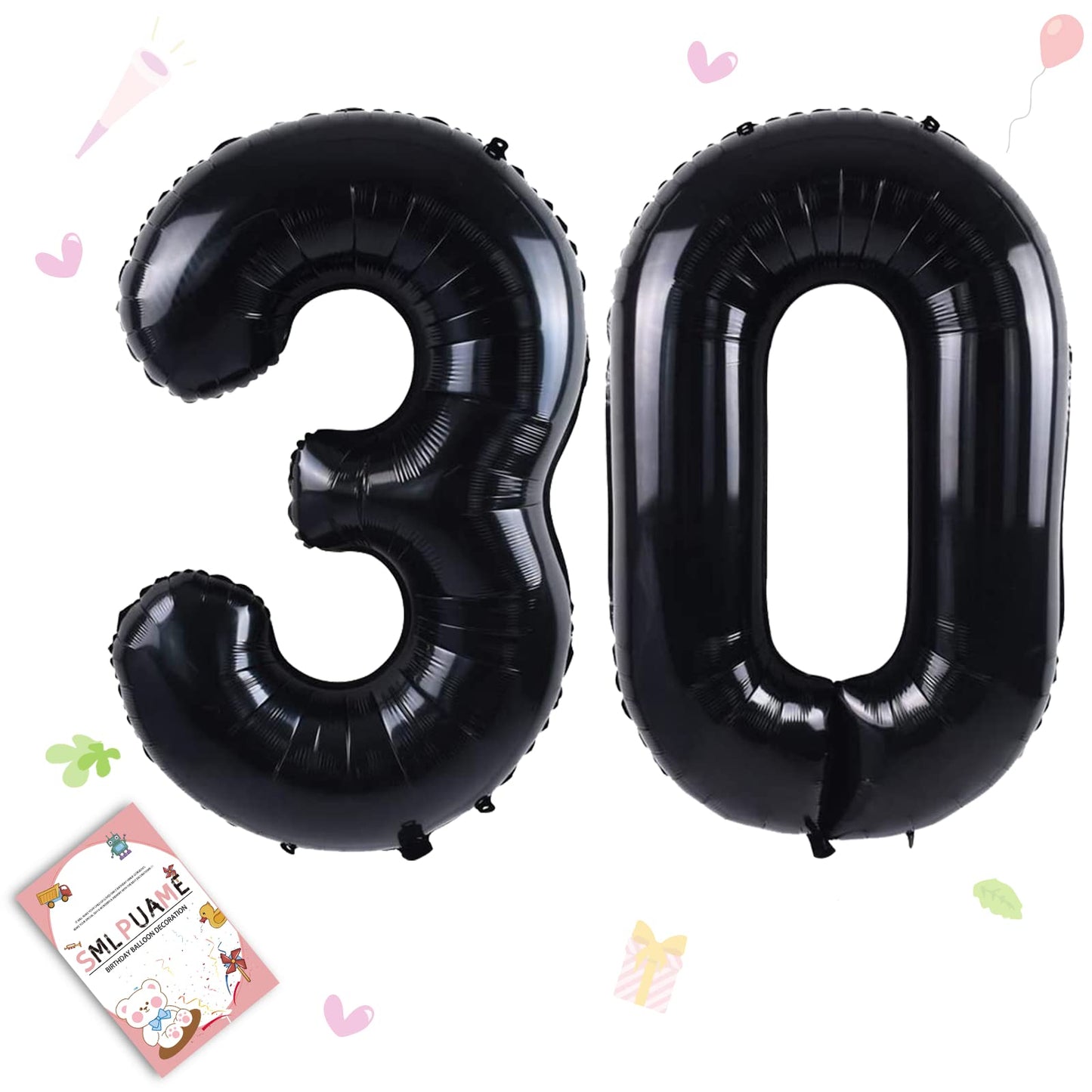 Smlpuame 40 Inch Number Balloon 0-9 Black Large Number 30 Balloons,Digital Balloons For Birthday Party Celebration Decorations S