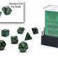Chessex Dice Set - 10mm Scarab Jade/Gold Green Plastic Polyhedral Dice Set - Dungeons and Dragons D&D DND TTRPG Dice - Includes