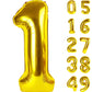 Gold Mylar Number 1 Balloon 40 Inch, Number 1 Birthday Balloon For Boy Girl, Gold Foil One Balloon For 1St 10 11 12 16 18 Birthd