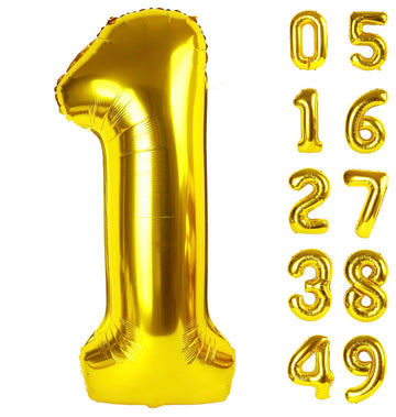 Gold Mylar Number 1 Balloon 40 Inch, Number 1 Birthday Balloon For Boy Girl, Gold Foil One Balloon For 1St 10 11 12 16 18 Birthd