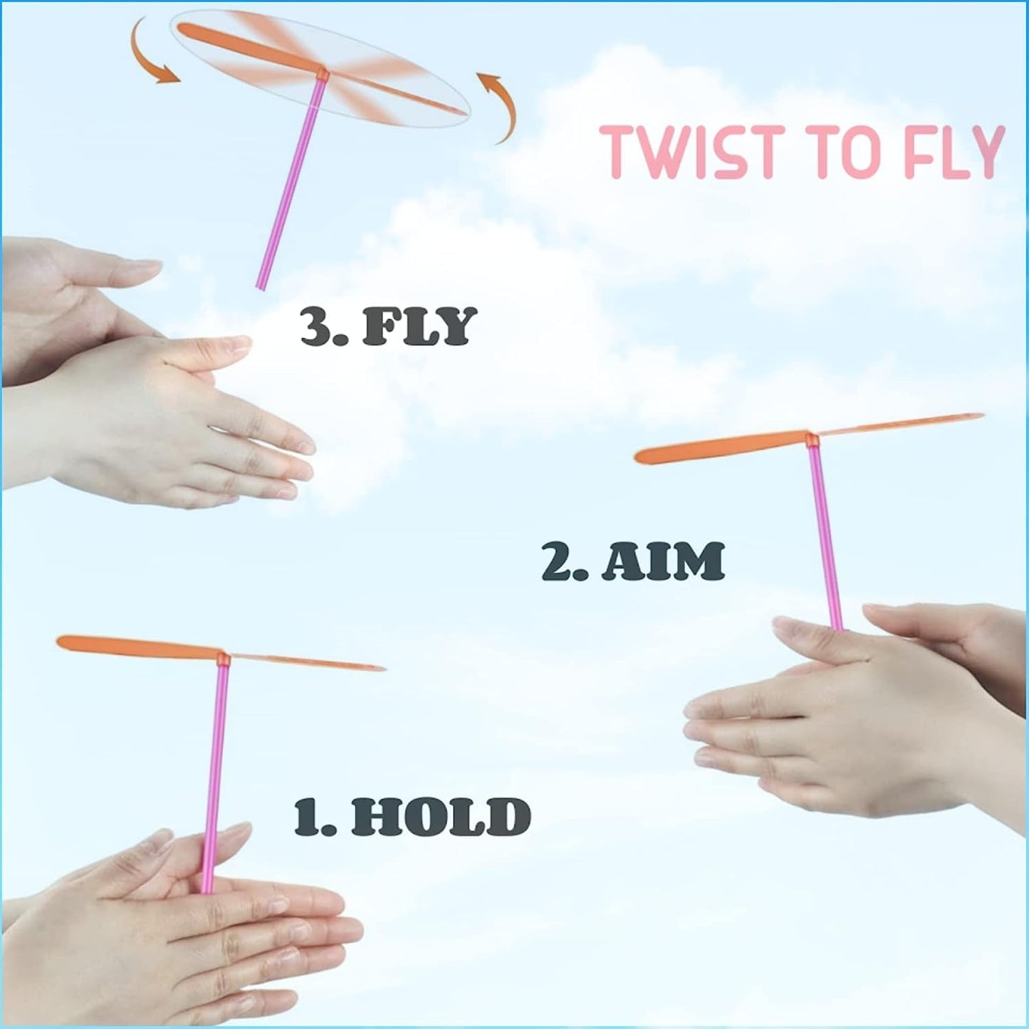 Lcpqmzgh 36 Pieces Hand Helicopter Spinner Hand Rub Plastic Propeller Outdoor Flying Plastic Dragonfly Toy Random Color Toy Heli