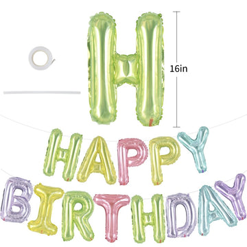 Toniful Happy Birthday Balloons Banner 16 Inch Mylar Foil Letters Birthday Sign Bunting For Girls Boys Kids & Adults Birthday De