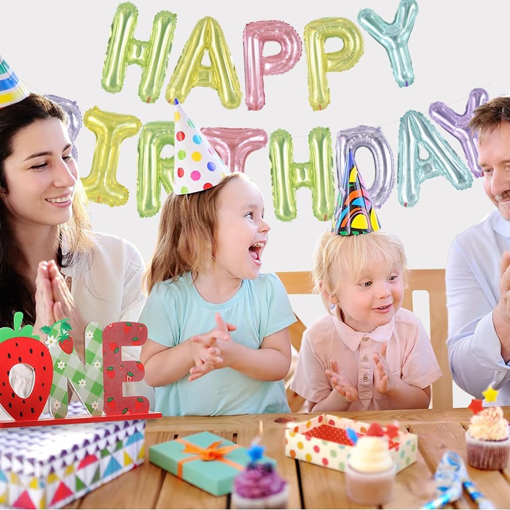 TONIFUL 16 Inch Colorful Mylar Foil Birthday Balloons Banner Happy Birthday Balloon Letters for Adults & Girls Boys Kids Birthda