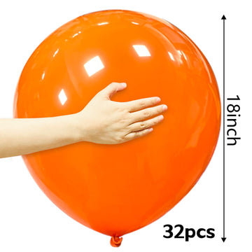 32Pcs Orange Big Balloons 18 Inch, Round Large Latex Party Balloons For Birthday Wedding Decorations. (Orange)
