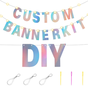 Taobary 112 Pcs Christmas Diy Glitter Customizable Banner Kit Custom Banner Including 107 Letters And Numbers 3 Rope And 2 Light