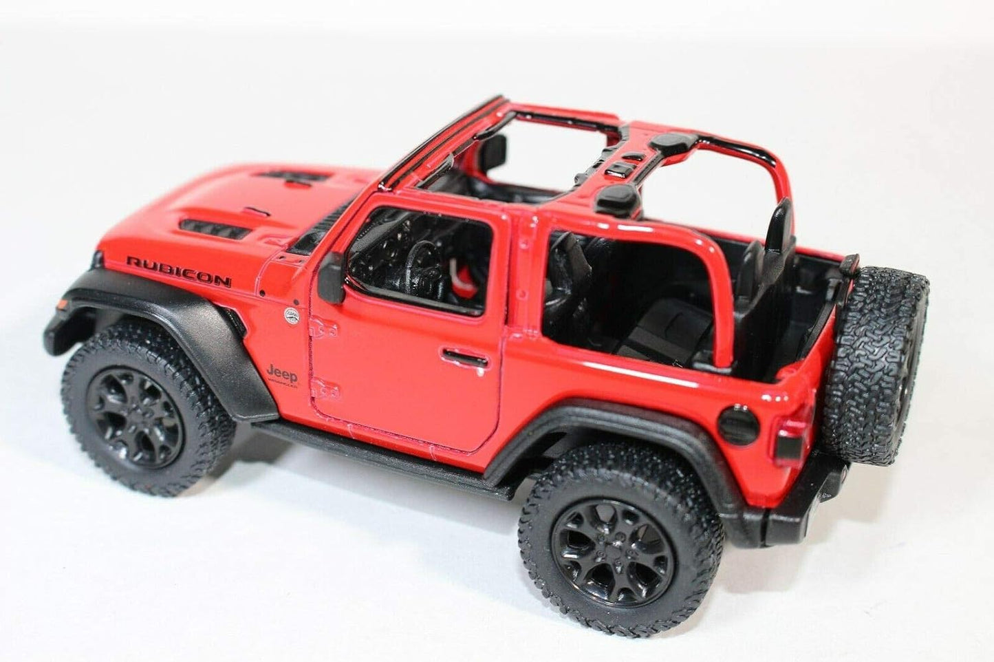 KiNSMART Jeep Wrangler Rubicon 5" Die Cast Metal Model Toy Car - Red Opentop Off Road 4x4