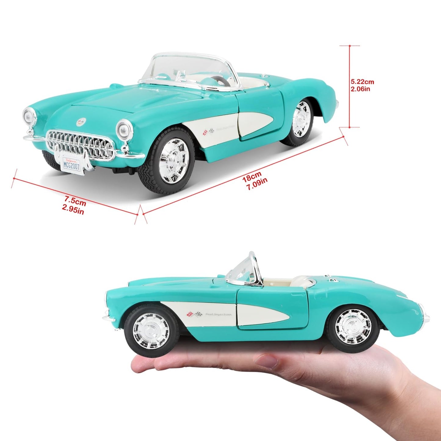 1957 Chevrolet Corvette Convertible Turquoise 1/24 Diecast Model Car by Maisto