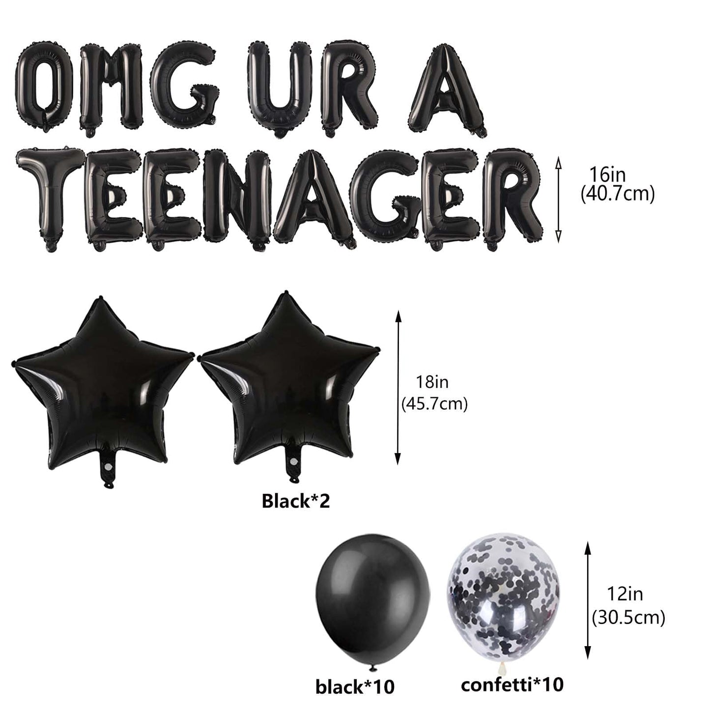 Official Teenager 13Th Birthday Decorations Black For Boys, Omg Ur A Teenager Balloons Black Number 13 Birthday Star Foil Balloo