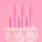 xo, Fetti 10 Pink Glitter Party Cake Candles Tall Thin - 10 Pcs | Bachelorette Party, Birthday Girl Gift, Fun Cake Decoration Su
