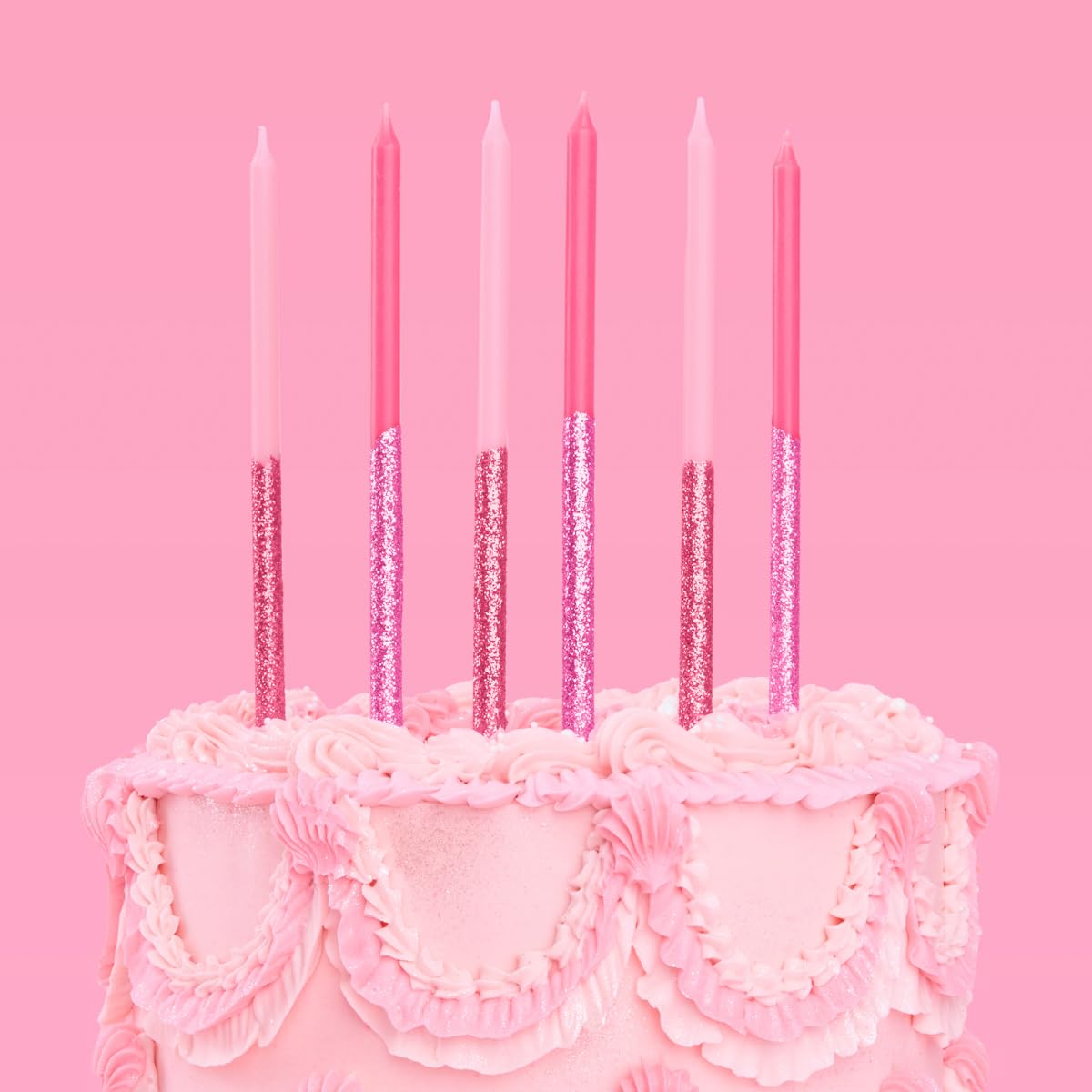 xo, Fetti 10 Pink Glitter Party Cake Candles Tall Thin - 10 Pcs | Bachelorette Party, Birthday Girl Gift, Fun Cake Decoration Su