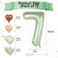 Biapian 40 Inch Sage Green Number 7 Balloons, 7Pcs Gaint Number 7 Balloon With 18'' Retro Foil Heart Balloons Helium For Neutral
