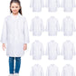 Seajan 12 Pcs Unisex Kids Lab Coat Bulk Soft Kids Scrubs White Doctor Coat Scientist Halloween Costume For Boys And Girls (L Siz