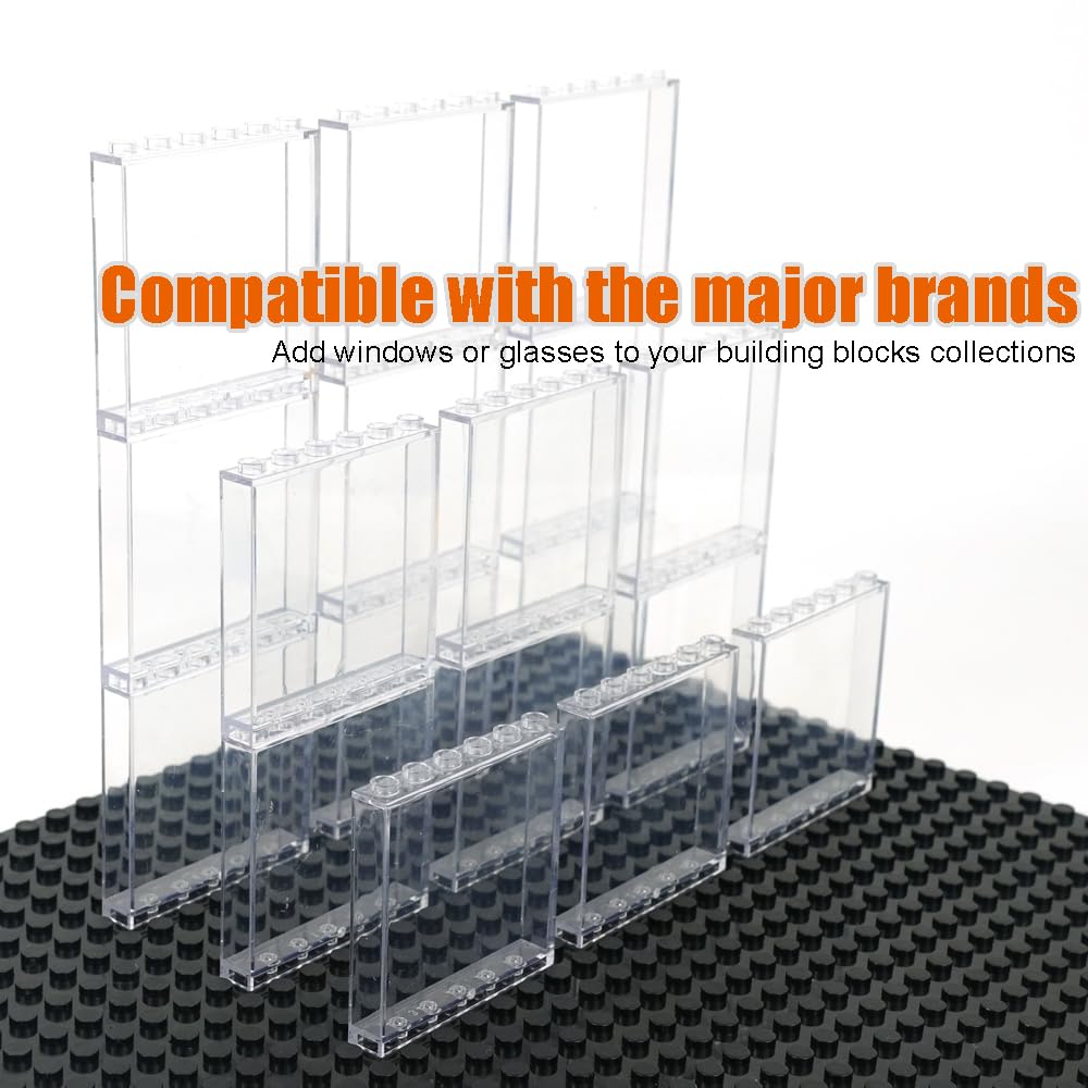 Pasacho Clear Transparent Flat Plates Bricks, 24 Pieces, 1x6x5 Classic, ABS Material, Tansparent 1x6x5