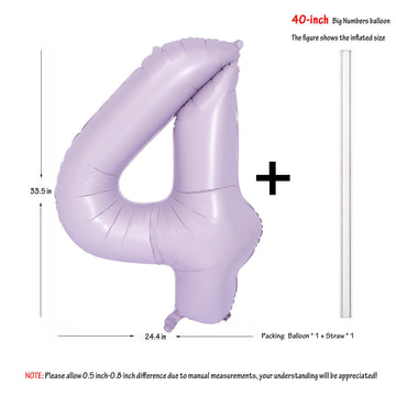 40 In Matte Purple Number Balloons Helium Foil Mylar Balloon Birthday Party Banquet Decoration Digital 4