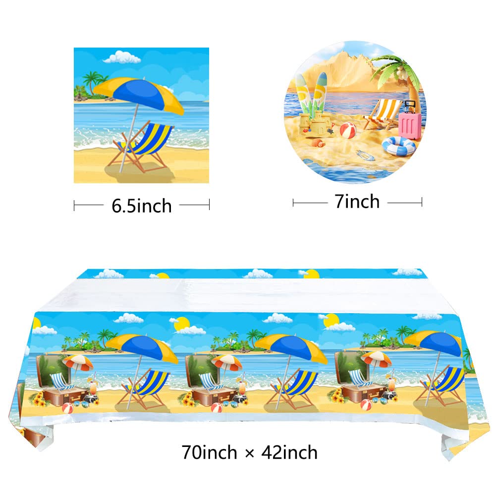 41Pcs Summer Beach Party Supplies,Include 20 Plates, 20 Napkin And 1Pcs Tablecloth,Used For Summer Beach Birthday Party Decorati