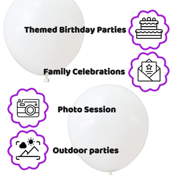 110Pcs White Balloon 12 Inch, White Latex Balloons For Birthday Party Baby Shower Wedding(With 2 Ribbons).