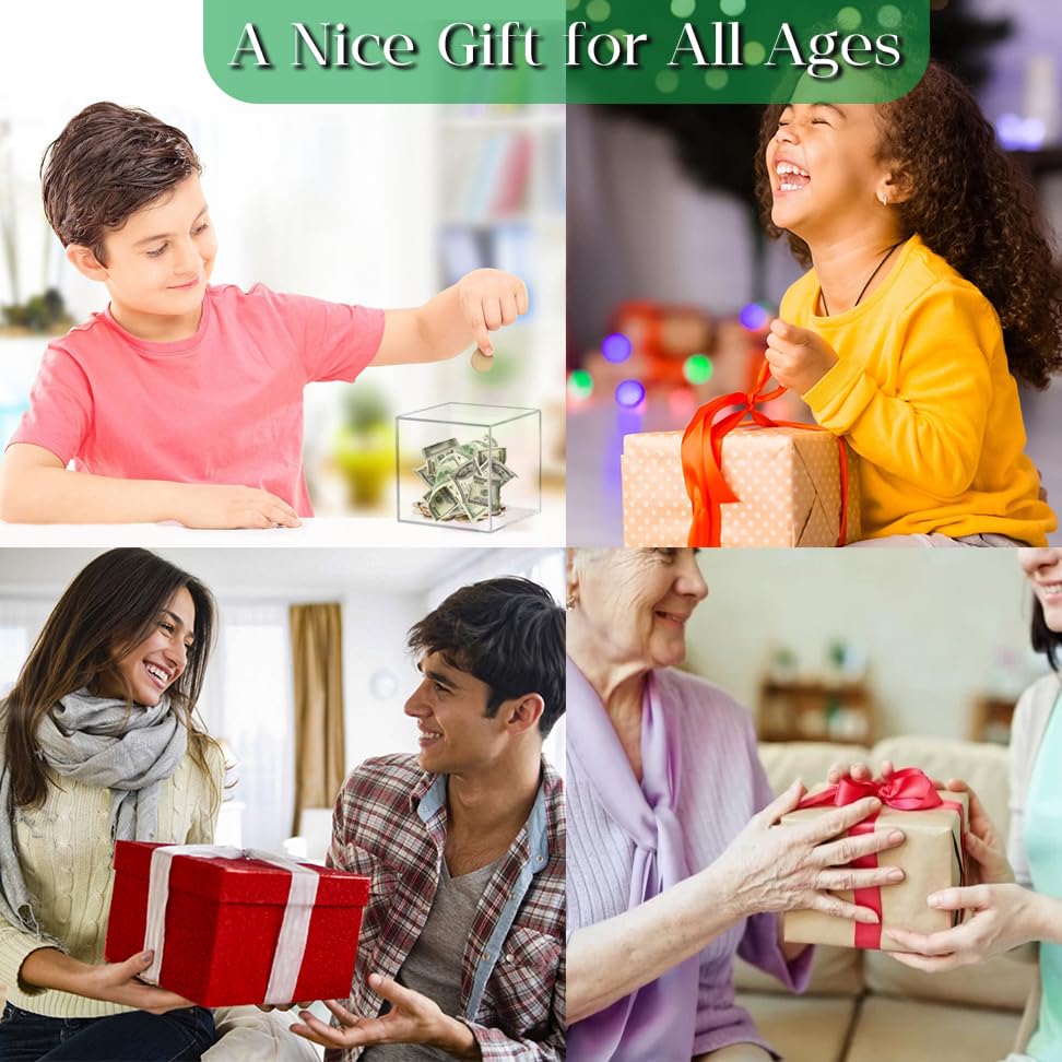 Linglingo Piggy Bank For Adults, Unbreakable Piggy Bank, Clear Acrylic Money Box, Money Saving Challenge Box For Cash Coin, Must Break To Open, Easy And Fun Way To