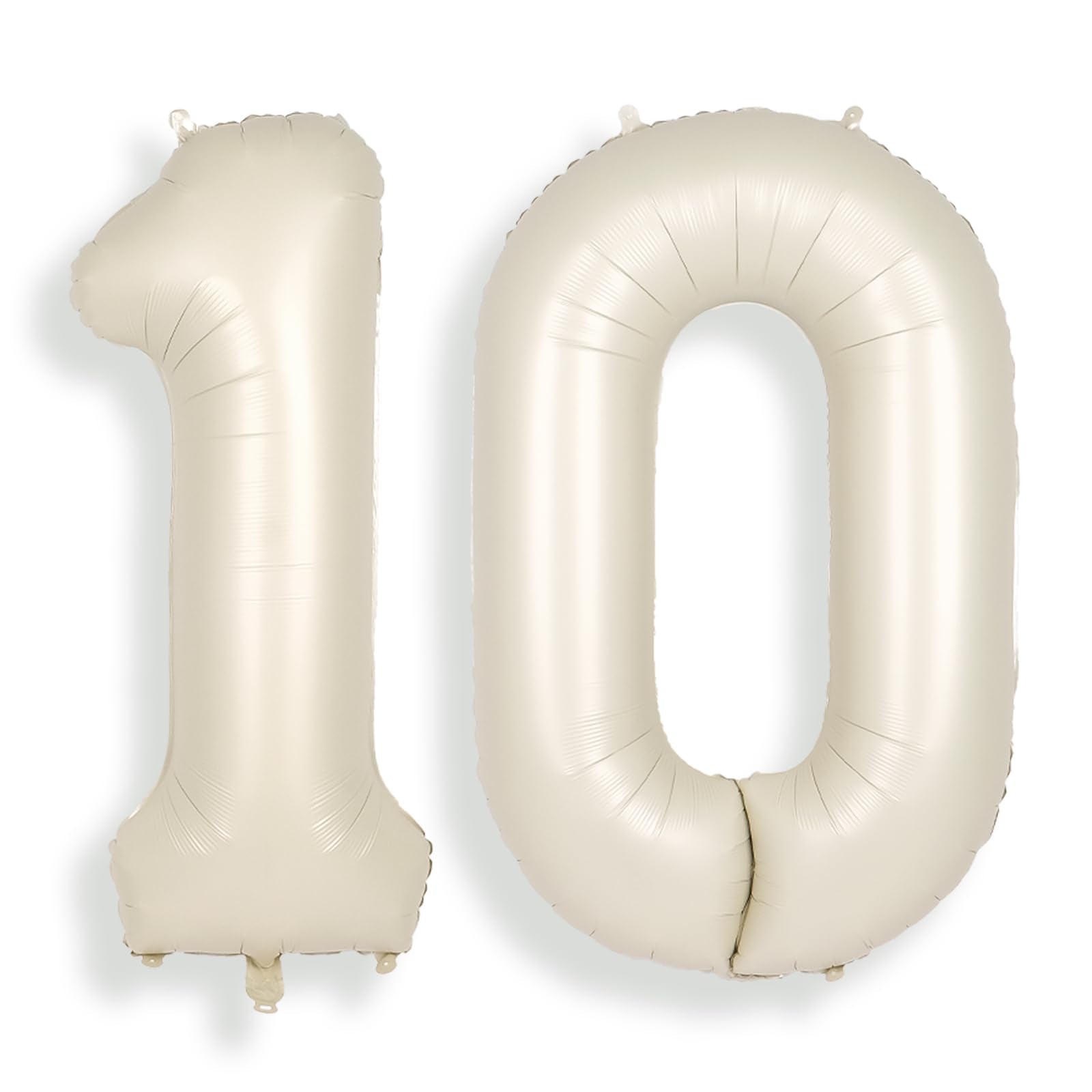 Suwen 40 Inch Cream White Large 10 Balloon Numbers Big Foil Helium Number Balloons 0-9 Jumbo Happy 10Th Mylar Birthday Party Dec
