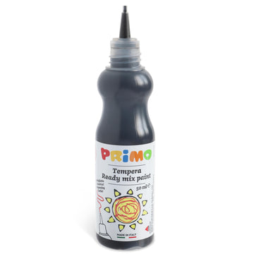 PRIMO Tempera Paint Bottle, 50ml, Black, Non-Toxic, Ergonomic, For Young Artists