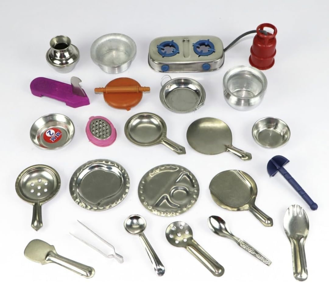 Generic Miniature Steel Kitchen Set for Girls, 23pcs