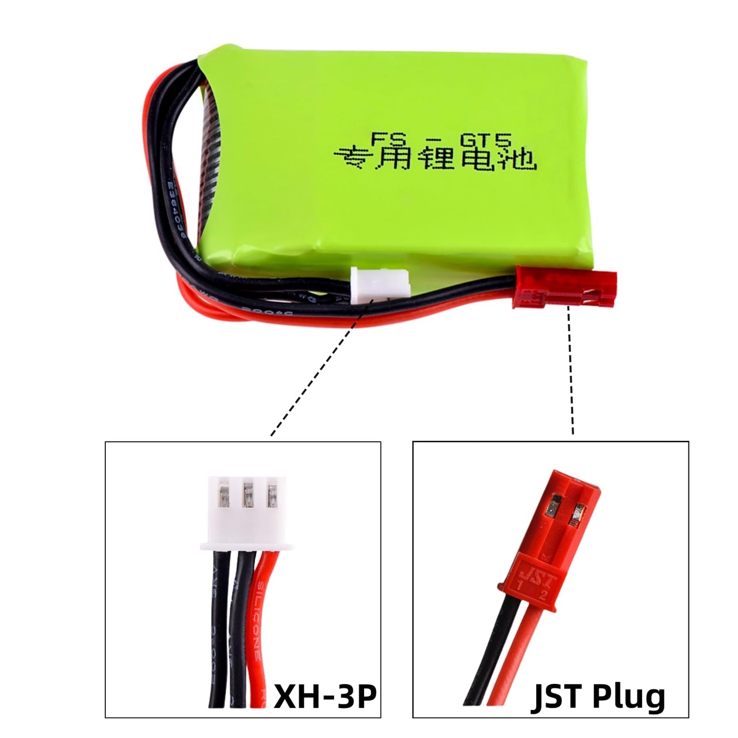 HHZ 7.4v 1000mah 2S RC Lipo Battery Fits for Flysky FS-GT5 Flysky G7P, DDF-350 c2.4G 6CH Transmitter RC Remote Controllor