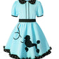 Iwalue Kids Girls 1950S Poodle Party Dresses Halloween Costume Skirt Set Dress Up(Blue,3-4 Years)