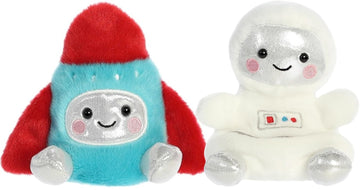 Aurora Adorable Palm Pals Set Of Two - Cosmo Astronaut And Mars Rocket Ship - Pocket Sized Fun!