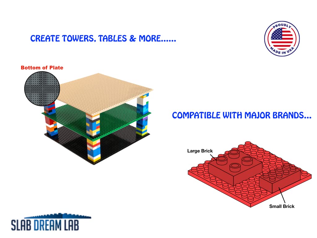 Slabdreamlab 12'X12' Baseplate For All Major Building Bricks And Blocks (Yellow, 4-Pack)
