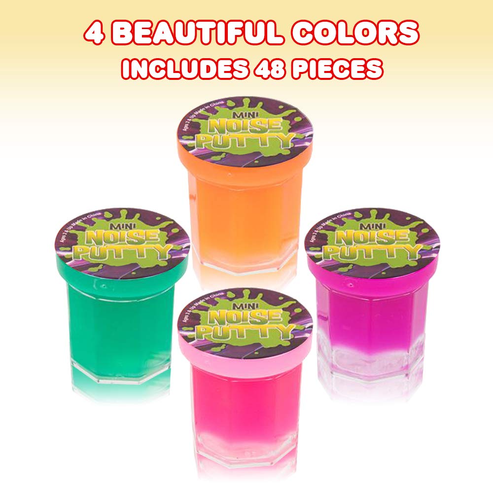 Artcreativity Mini Noise Putty For Kids - Bulk Pack Of 48 Slime - Assorted Vibrant Colors, Birthday Party Favors, Goodie Bag Stuffers, Piñata Filler, Funny Prank Toy, For Boys And Girls