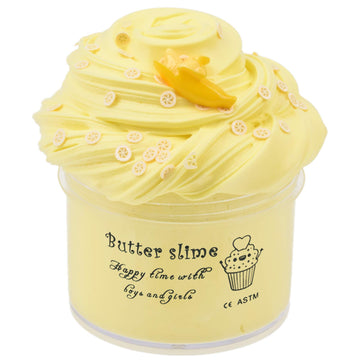 Banana Yellow Butter Slime 7Oz With Slices, 200Ml Scented Premade Butter Slime For Kids Party Favors Non Sticky Stretchy Diy Toys For Girls Boys