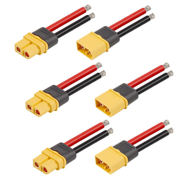 MOOKEERF 3 Pairs XT60 Plug Female and Male Connector with 55mm 12AWG Silicon Wire for RC Lipo Battery FPV Racing Drone