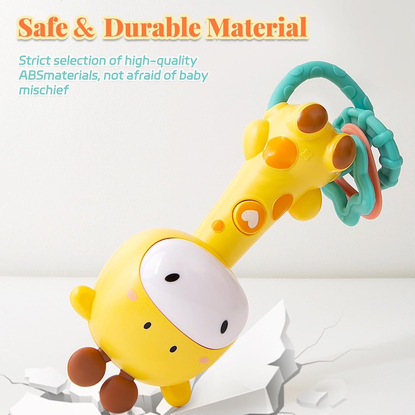 Baby Music Rattle, Teething Toys For Infants 6-12-18 Months Toddlers, Light-Up & Chew Sensory Toys For Baby Boy Girl Gifts (Gira