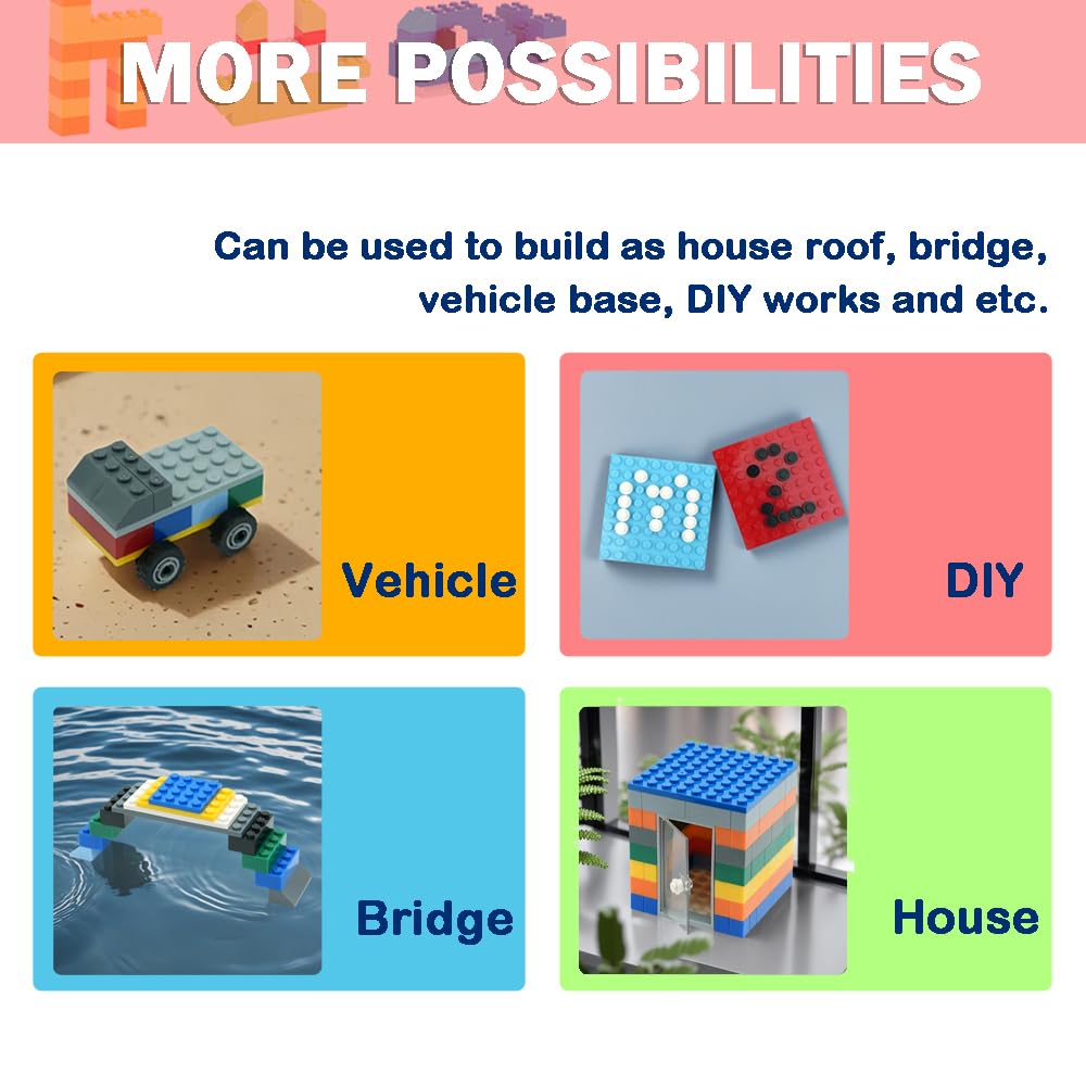 MALEKO 120 Pieces Classic Base Plates Bricks Parts, Flat Board Small Baseplates Mat Multipacks, Bulk Building Blocks