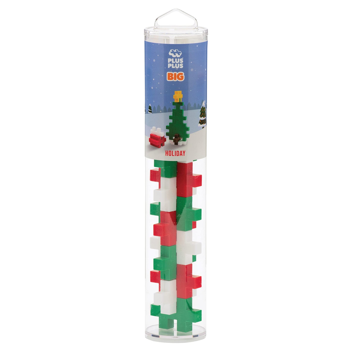 PLUS PLUS Big Construction Building Toy - 15 Piece Holiday Mix, Interlocking Large Puzzle Blocks for Toddlers, Model 03271, Plastic