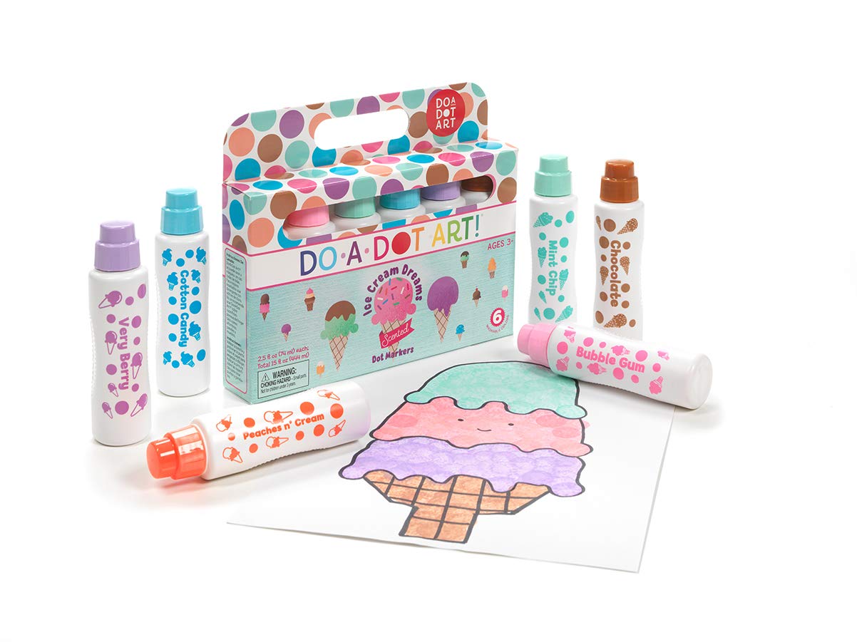 Do A Dot Art Ice Cream Scented Washable Dot Markers Set of 6, Multicolored, Plastic, Model 203, Perfect for Kids and Toddlers