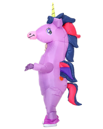 Hsctek Inflatable Unicorn Costume Kids Girls Boys, Blow Up Unicorn Costume Child, Halloween Costume Child Children, Purple